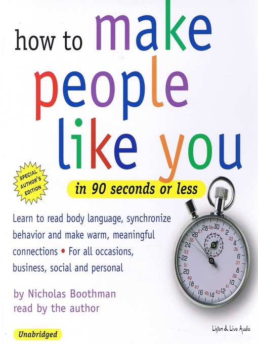 Title details for How to Make People Like You in 90 Seconds or Less by Nicholas Boothman - Wait list